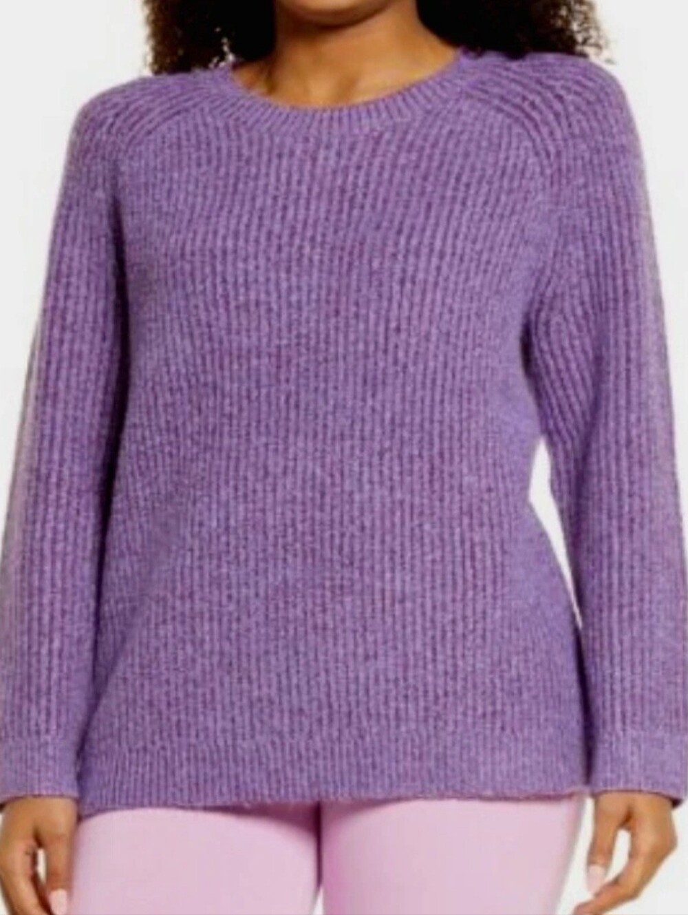 BP. Nordstrom Ribbed Crewneck Sweater in Purple Dahlia